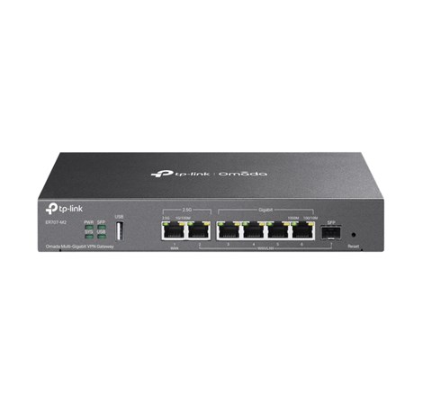 TP-Link Omada Gigabit VPN usmjerivač (Router) 2×2.5G RJ45 WAN (1xWAN/LAN), 1×Gigabit SFP WAN/LAN, 4× Gigabit RJ45 WAN/LAN, 1× USB 2.0