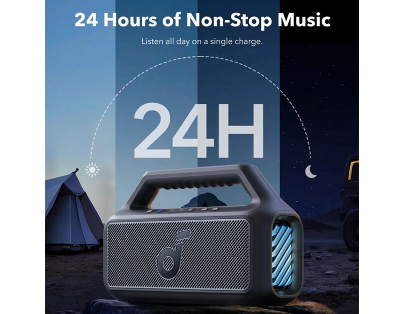 Anker Soundcore BOOM 2 prijenosni BT5.3 zvučnik, 80W, IPX7, 24h reprodukcije, crni (A3138011)
