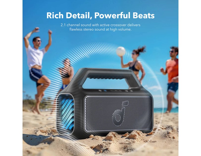Anker Soundcore BOOM 2 prijenosni BT5.3 zvučnik, 80W, IPX7, 24h reprodukcije, crni (A3138011)