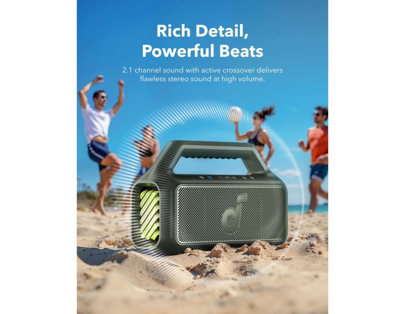 Anker Soundcore BOOM 2 prijenosni BT5.3 zvučnik, 80W, IPX7, 24h reprodukcije, zeleni (A3138061)
