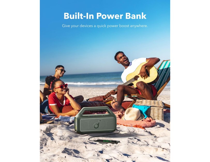Anker Soundcore BOOM 2 prijenosni BT5.3 zvučnik, 80W, IPX7, 24h reprodukcije, zeleni (A3138061)