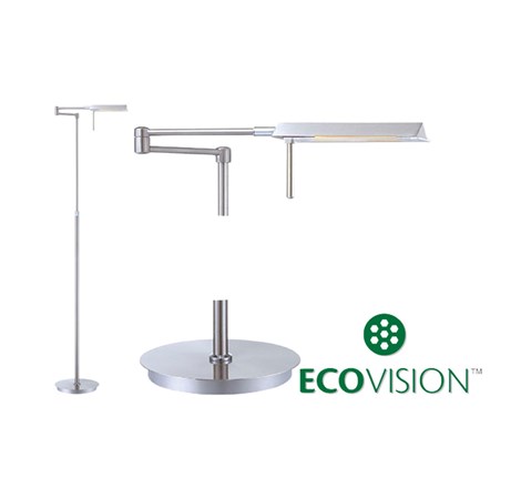 EcoVision LED podna svjetiljka 7W, 3000K - topla bijela, podesiva, dekorativno mliječno staklo