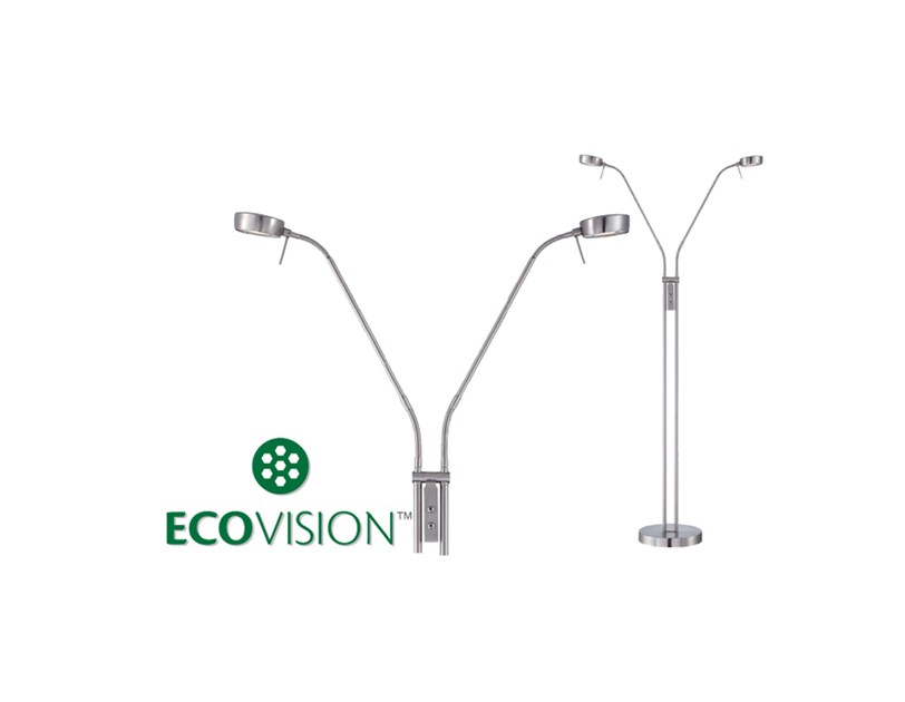 EcoVision LED podna svjetiljka 2×5W, 3000K - topla bijela, podesiva akrilna sjenila