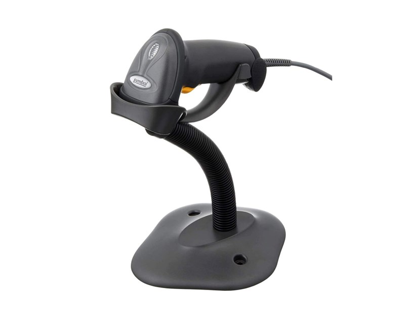 Zebra LS2208 1D laserski barcode čitač + stalak, USB, antracit