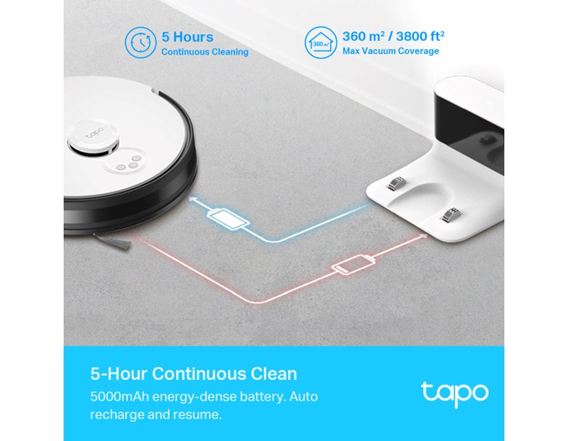 TP-Link Tapo RV30 robotski usisivač i perač, LiDAR+Gyro Navigation, 5000 mAh, 400ml Dustbin, 300ml Water Tank, WiFi/Bluetooth, Home/Alexa, Tapo APP