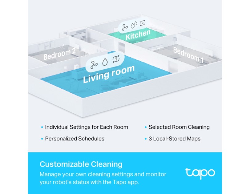 TP-Link Tapo RV30 robotski usisivač i perač, LiDAR+Gyro Navigation, 5000 mAh, 400ml Dustbin, 300ml Water Tank, WiFi/Bluetooth, Home/Alexa, Tapo APP
