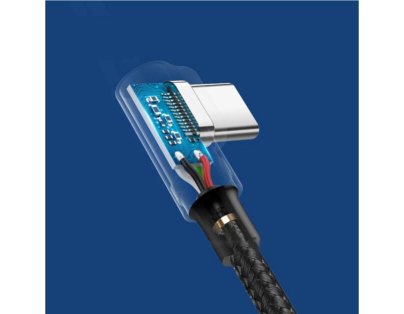 UGREEN USB-C (M) na USB 2.0 A (M), 3A, kutni 90°, crni, pleteni kabel MFi, 2m