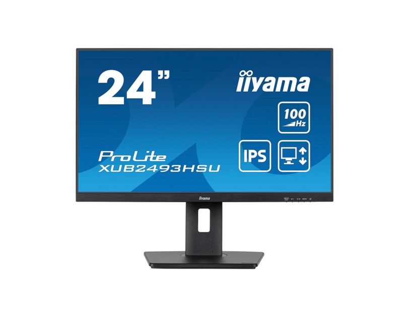 IIYAMA 24" XUB2493HSU-B7 FHD (1920x1080) IPS, Pivot, 100Hz, 1ms, 300 cd/m2, 1300:1, HDMI/DP, 2×USB-A, zvučnici, crni