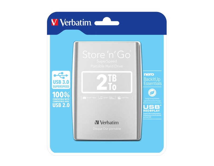 Verbatim 2.5" Store'n'Go 2TB vanjski HDD, USB3.0 Gen1 srebrni