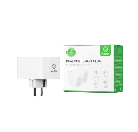 WOOX WiFi Smart dupla utičnica, 16A/3680W, WooxHome app, glasovna kontrola - Alexa & Google Assistant, Wi-Fi kontrola (R6153)