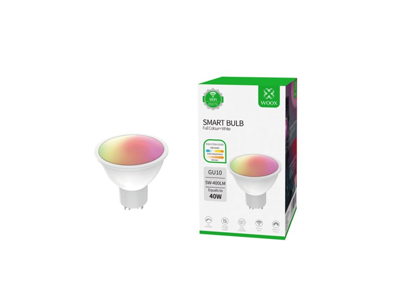 WOOX WiFi Smart LED Spot RGB+CCT žarulja GU10, 5.5W, 400lm, 2700-6500K, WooxHome app, glasovna kontrola - Alexa & Google Assistant (R9076)