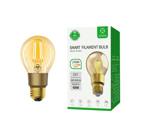 WOOX WiFi Smart LED žarulja E27, 6W, 650lm, 2700K, WooxHome app, glasovna kontrola - Alexa & Google Assistant (R9078)