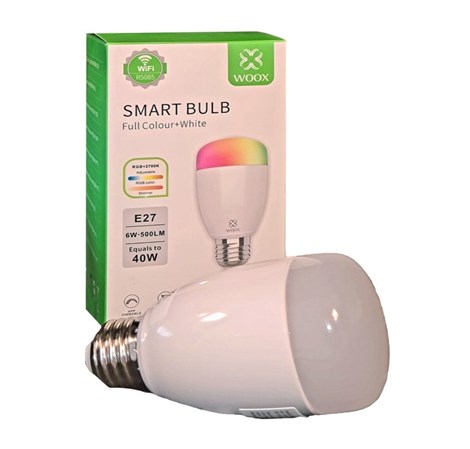 WOOX WiFi Smart LED RGB+CCT žarulja E27, 6W, 500lm, 2700K-6500K dimabilna, WooxHome app, glasovna kontrola - Alexa & Google Assistant (R5085)