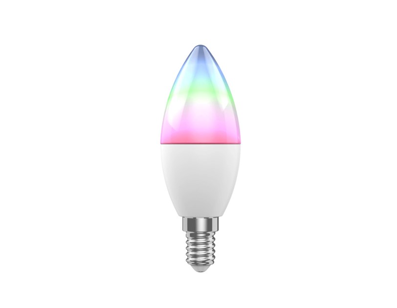 WOOX WiFi Smart LED RGB+CCT žarulja E14, 5W, 470lm, 2700K-6500K dimabilna, WooxHome app, glasovna kontrola - Alexa & Google Assistant (R9075)