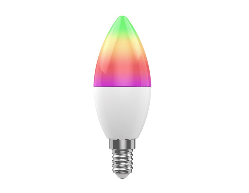WOOX WiFi Smart LED RGB+CCT žarulja E14, 5W, 470lm, 2700K-6500K dimabilna, WooxHome app, glasovna kontrola - Alexa & Google Assistant (R9075)
