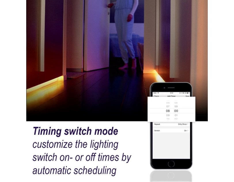 WOOX WiFi Smart LED traka RGB + toplo bijela, 5m, 24W, 150 LED, vodootporna, WooxHome app, glasovna kontrola - Alexa & Google Assistant (R5093)