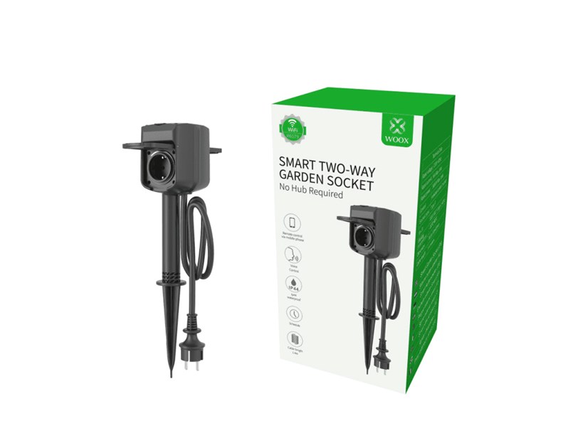 WOOX WiFi Smart dvosmjerna vanjska utičnica, 16A/3680W, WooxHome app, glasovna kontrola - Alexa & Google Assistant (R6079)
