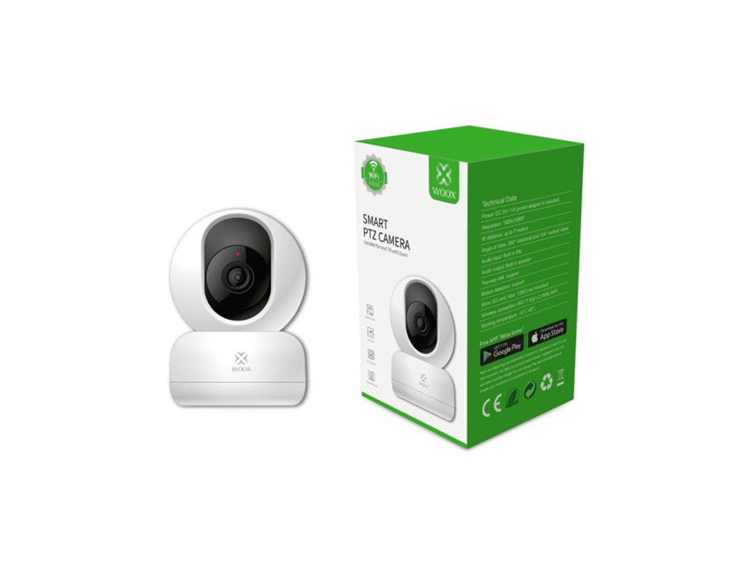 WOOX WiFi Smart PTZ kamera, Pan/Tilt/Zoom, Full HD 1080p, 360°/104°, microSD, Wooxhome app, glasovna kontrola - Alexa & Google Assistant (R4040)