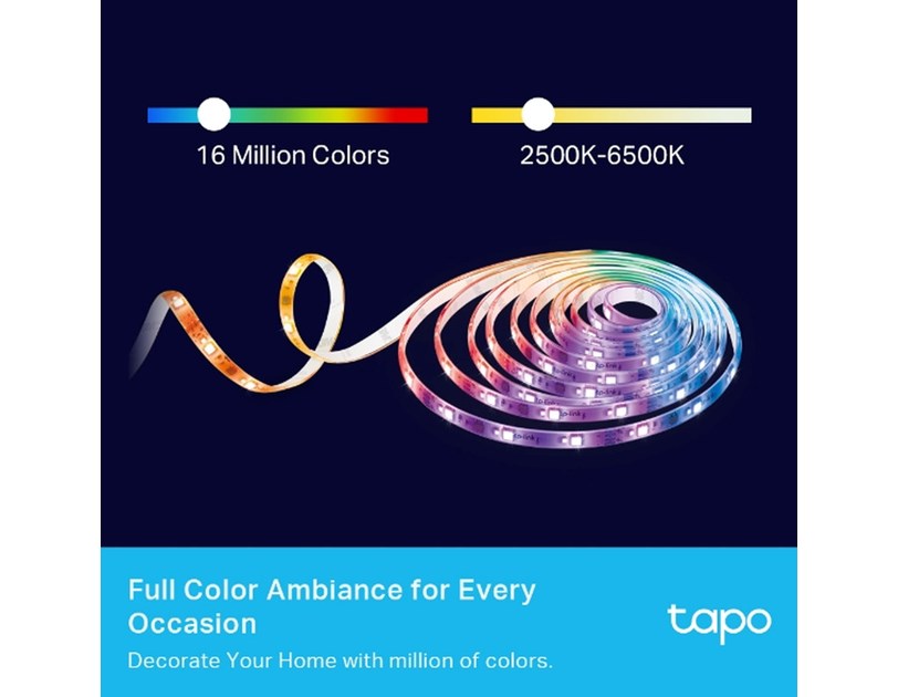 TP-Link Tapo Smart WiFi LED traka RGB, 2x5m,2000lm, 24W, dimabilna, Tapo app, sinkronizacija s glazbom, glasovna kontrola - Alexa & Google Assistant