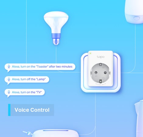 TP-Link Tapo Smart WiFi Plug, 2.4GHz, 802.11b/g/n, BT4.2, Tapo app, kontrola potrošnje energije, Timer/Schedule postavke, Glasovna kotrola Amazon Alexa/Google Assistant