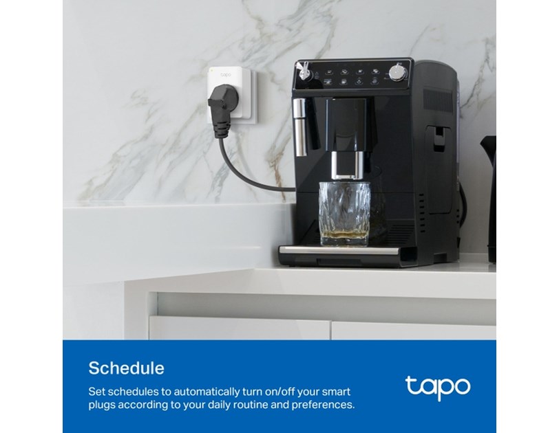 TP-Link Tapo Smart WiFi Plug Matter Standard, 2.4GHz, 802.11b/g/n, BT4.2, Tapo app, kontrola potrošnje energije, Timer/Schedule postavke, Glasovna kotrola Amazon Alexa/Google Assistant