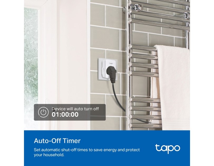 TP-Link Tapo Smart WiFi Plug Matter Standard, 2.4GHz, 802.11b/g/n, BT4.2, Tapo app, kontrola potrošnje energije, Timer/Schedule postavke, Glasovna kotrola Amazon Alexa/Google Assistant