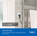TP-Link Tapo Smart WiFi Plug Matter Standard, 2.4GHz, 802.11b/g/n, BT4.2, Tapo app, kontrola potrošnje energije, Timer/Schedule postavke, Glasovna kotrola Amazon Alexa/Google Assistant