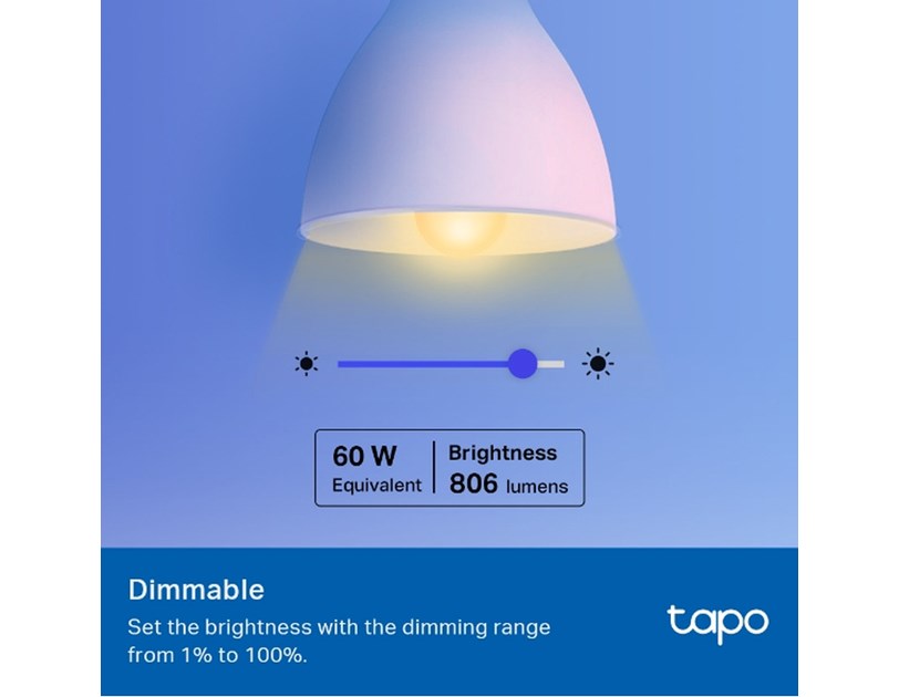 TP-Link Tapo Smart Wi-Fi višebojna žarulja E27, 8.7W, 806lm, 2500K - 6500K, glasovna kontrola (Amazon Alexa & Google Assistant) 2 pack