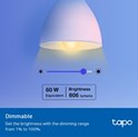 TP-Link Tapo Smart Wi-Fi višebojna žarulja E27, 8.7W, 806lm, 2500K - 6500K, glasovna kontrola (Amazon Alexa & Google Assistant) 2 pack