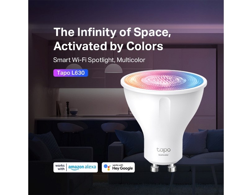TP-Link Tapo Smart Wi-Fi Spotlight višebojna žarulja GU10, 350lm, 2,200 K do 6,500 K, dimabilna, glasovna kontrola (Amazon Alexa & Google Assistant)