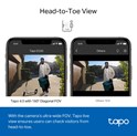 TP-Link Tapo Smart bežično zvono za vrata s video kamerom 2560×1920px, 2K 5MP, 160° dijagonalno, dvosmjerni audio, IR LED, detekcija pokreta, IP64