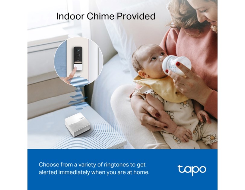 TP-Link Tapo Smart bežično zvono za vrata s video kamerom 2560×1920px, 2K 5MP, 160° dijagonalno, dvosmjerni audio, IR LED, detekcija pokreta, IP64