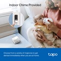 TP-Link Tapo Smart bežično zvono za vrata s video kamerom 2560×1920px, 2K 5MP, 160° dijagonalno, dvosmjerni audio, IR LED, detekcija pokreta, IP64