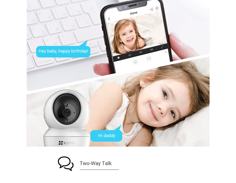 EZVIZ WiFi Smart 2K IR PT kamera, 3" Progressive Scan CMOS, dvosmjerni audio, detekcija pokreta, microSD, EZVIZ app, glasovna kontrola, noćno snimanje (C6N 2K+)