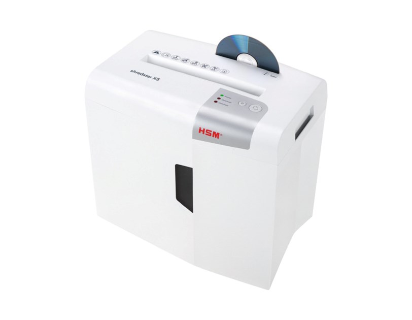 HSM shredstar X5 uništavač dokumenata + CD medija, trakasti i poprečni rez, 4.5×30mm, razina sigurnosti E-2/F-1/O-1/P-4/T-2, kapacitet 18l