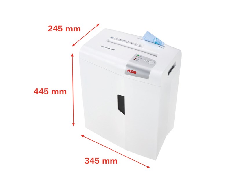 HSM shredstar X10 uništavač dokumenata + CD medija, trakasti i poprečni rez, 4.5×30mm, razina sigurnosti E-2/F-1/O-1/P-4/T-2, kapacitet 20l