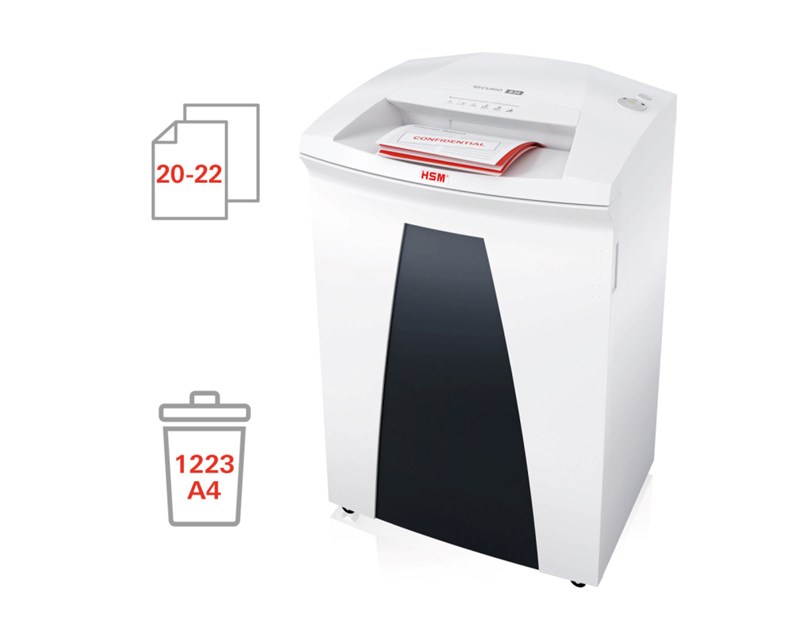 HSM securio B34 uništavač dokumenata + CD medija, trakasti + poprečni rez, 4.5×30mm, razina sigurnosti E-3/F-1/O-3/P-4/T-4, kapacitet 100l
