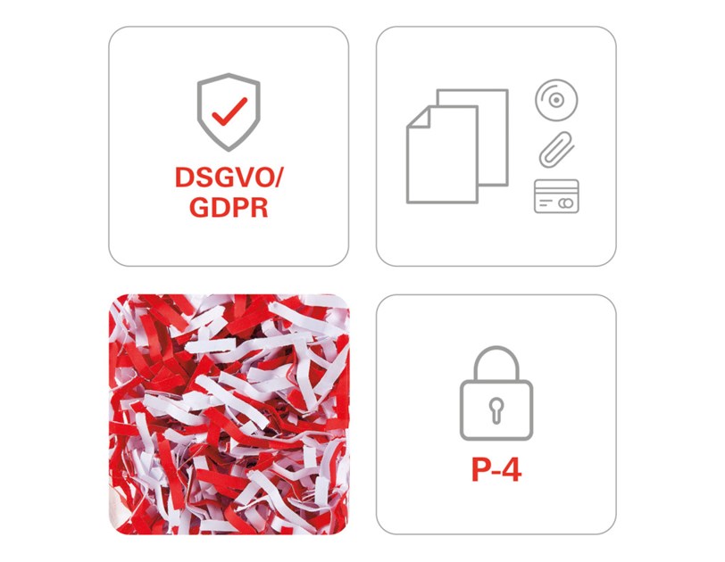 HSM securio B34 uništavač dokumenata + CD medija, trakasti + poprečni rez, 4.5×30mm, razina sigurnosti E-3/F-1/O-3/P-4/T-4, kapacitet 100l