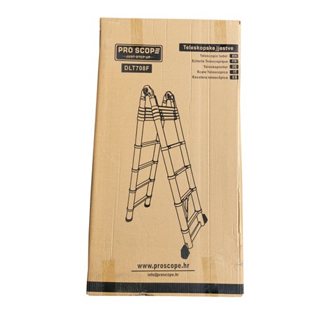 ProScope teleskopske ljestve (Preklopne) #DLT708F (2x8 stepenica / 237-500 cm) + stabilizator - PRO