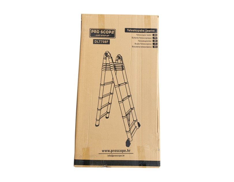 ProScope teleskopske ljestve (Preklopne) #DLT708F (2x8 stepenica / 237-500 cm) + stabilizator - PRO