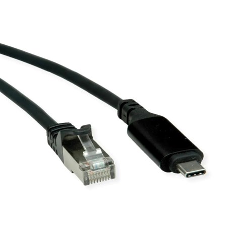 Roline adapter/kabel USB-C - Gigabit LAN 10/100/1000Mbit/s, 2.0m. crni