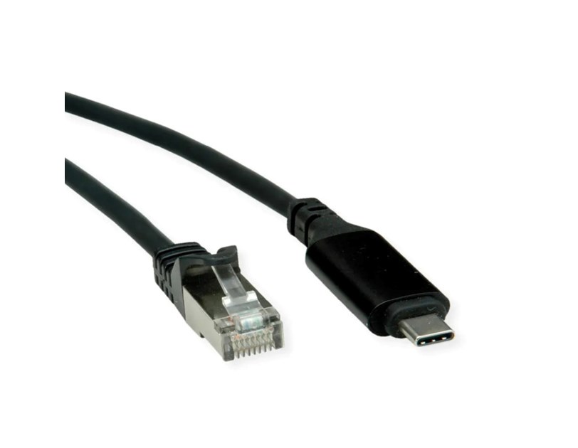 Roline adapter/kabel USB-C - Gigabit LAN 10/100/1000Mbit/s, 2.0m. crni