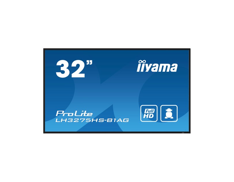 IIYAMA 32" LH3275HS-B1AG FHD (1920x1080) IPS Signage, 60Hz, 16:9, 8ms, 500 cd/m2, 1200:1, HDMI/DP, 2xUSB-A, zvučnici, crni