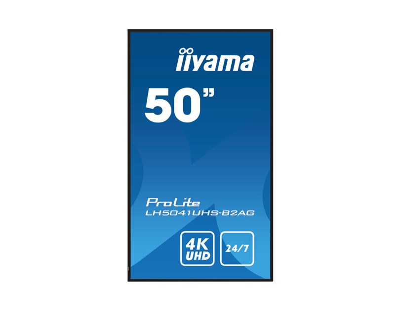 IIYAMA 50" LH5041UHS-B2AG 4K UHD (3840x2160) VA Signage, 16:9, 9.5ms, 500 cd/m2, 5000:1, VGA/HDMI, 1xUSB-A, zvučnici, crni 