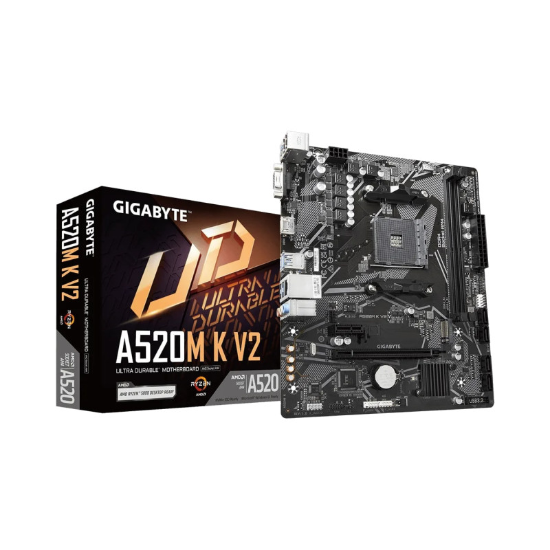 GigaByte MB A520M K, S.AM4, DDR4/5100(OC), PCIe 3.0, SATA3, M.2, RAID, G-LAN, D-...