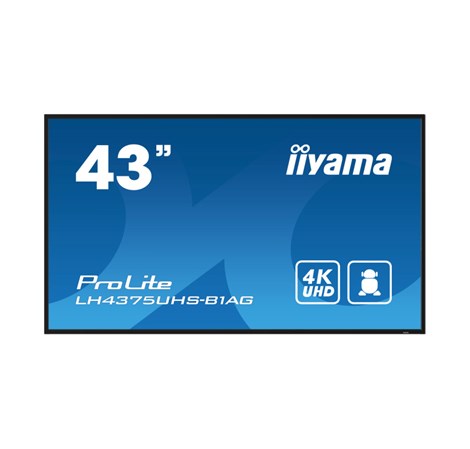 IIYAMA 43" LH4375UHS-B1AG 4K UHD (3840x2160) IPS, 60Hz, 16:9, 8ms, 500 cd/m2, 1200:1, HDMI/DP, 2xUSB-A, zvučnici, crni 
