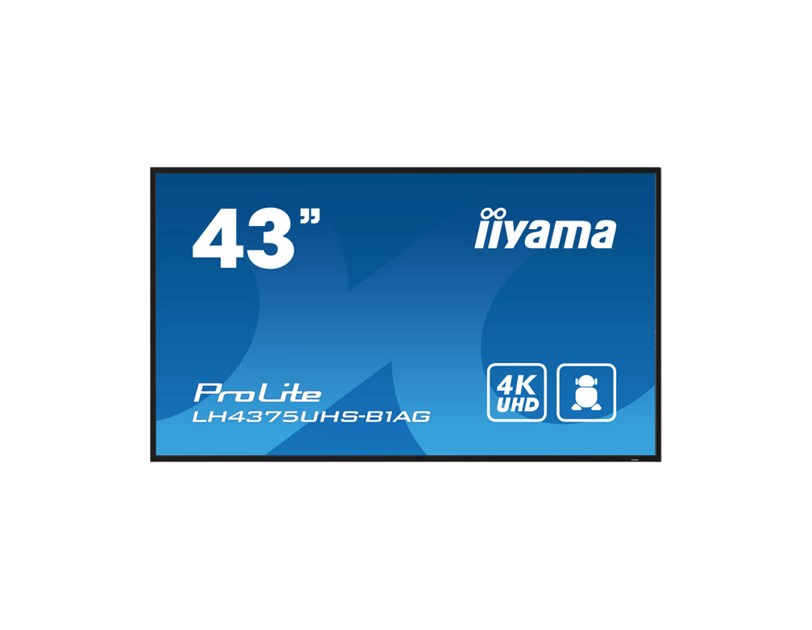 IIYAMA 43" LH4375UHS-B1AG 4K UHD (3840x2160) IPS Signage, 60Hz, 16:9, 8ms, 500 cd/m2, 1200:1, HDMI/DP, 2xUSB-A, zvučnici, crni 