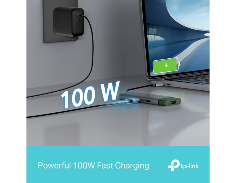 TP-Link 5-portni USB-C HUB 2xUSB-A, 1xUSB-C, 1xUSB-C PD, 1x HDMI 4K 60Hz, crni 
