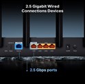 TP-Link BE6500 Wi-Fi 7 usmjerivač (Dual-Band Router Wi-Fi 7), 688Mbps/5764Mbps (2.4GHz/5GHz) MU-MIMO, 1×2.5 Gbps WAN , 1×2.5 Gbps LAN, 3×1 Gbps LAN, Tether App