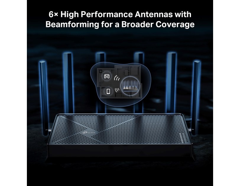 TP-Link BE6500 Wi-Fi 7 usmjerivač (Dual-Band Router Wi-Fi 7), 688Mbps/5764Mbps (2.4GHz/5GHz) MU-MIMO, 1×2.5 Gbps WAN , 1×2.5 Gbps LAN, 3×1 Gbps LAN, Tether App